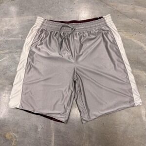 Unbranded Reversible Baggy Basketball Shorts Silver Burgundy Mens XL Y2K